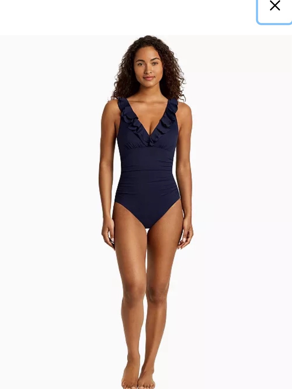 Ralph Lauren Black One-Piece Swimsuit with Ruffle-Strap Detail